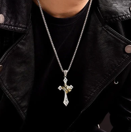 Vintage Crown Cross Necklace