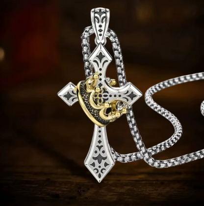 Vintage  Crown Cross Necklace