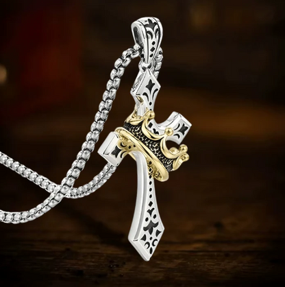Vintage  Crown Cross Necklace