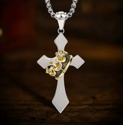 Vintage  Crown Cross Necklace
